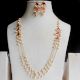Handmade Brass Metal Jewellery Pearl Pink Necklace Set